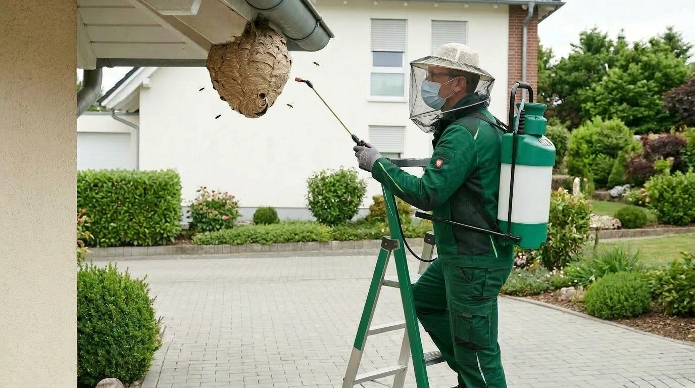 Wespenbekämpfung – Nest am Dach
